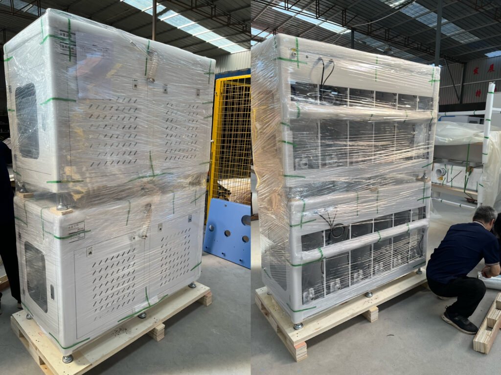 fuda 12t6c wooden case dual head goose down filling machine