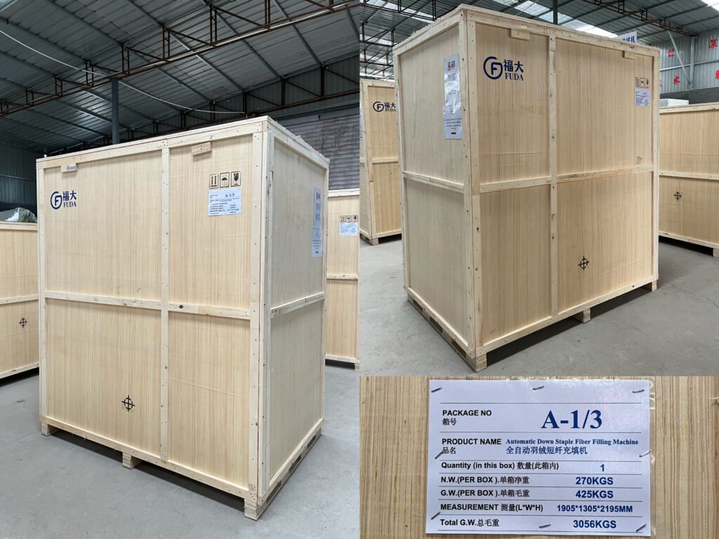 fuda 426d wooden case dual head polyester fiber stuffing machine