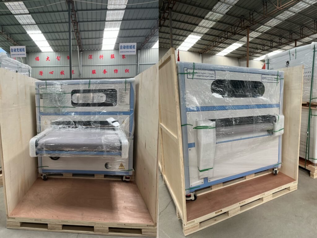 fuda a62dc wooden case new technology down jacket tapping machine