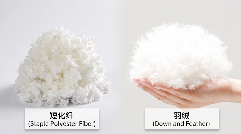 filling materials down feather and staple polyester fiber
